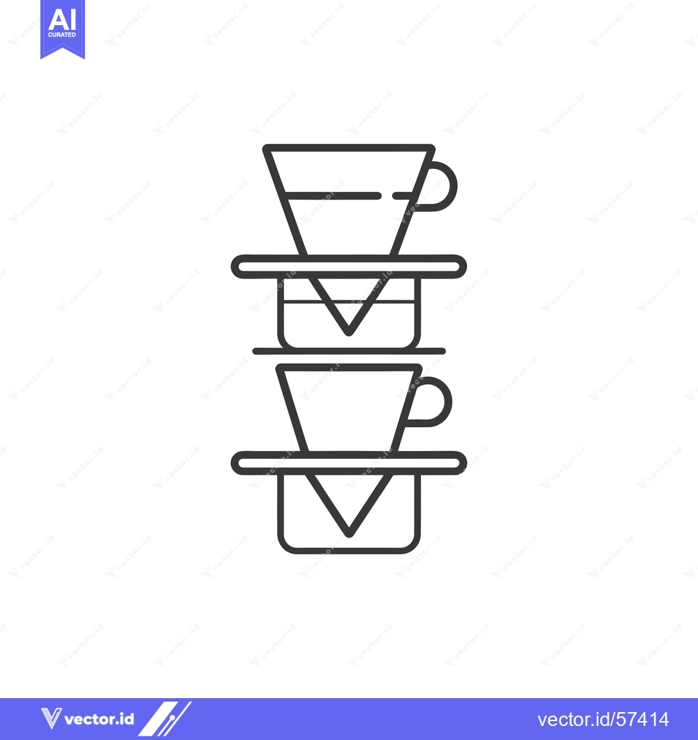 Premium Vector of Line Drawing of Coffee Filter and Dripper