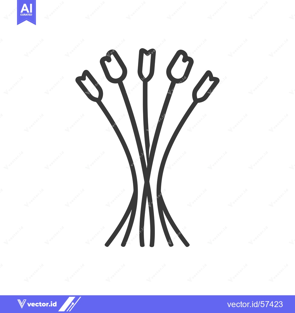 Premium Vector of Line Drawing of Five Tulips in a Bouquet