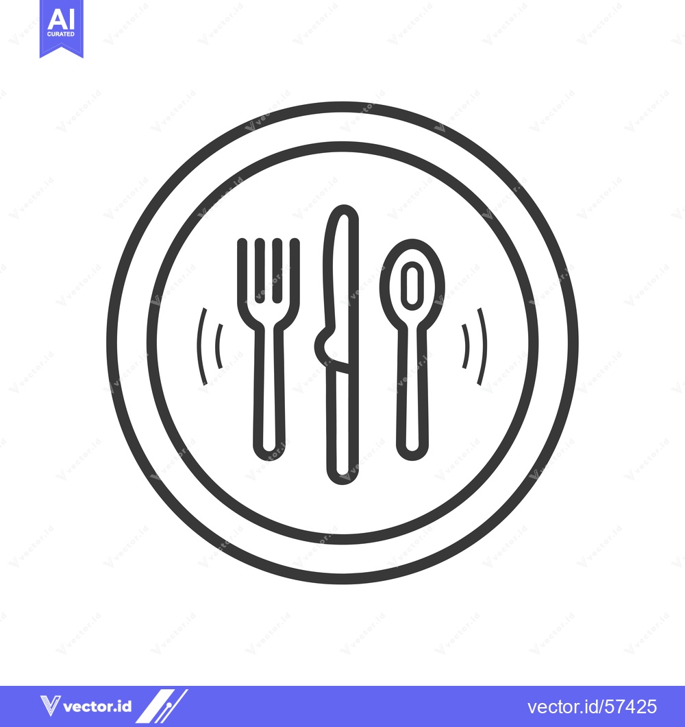 Premium Vector dari Line drawing of fork, knife and spoon on a plate