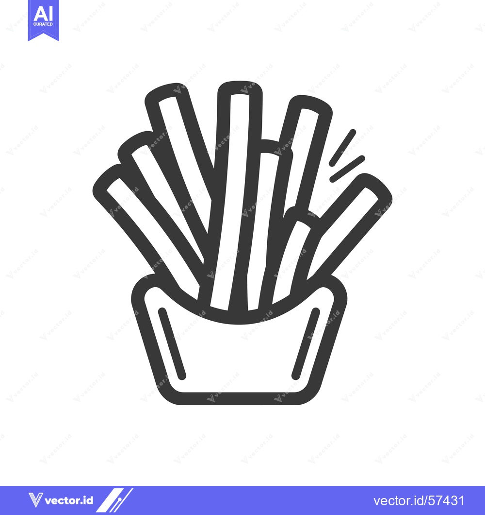 Premium Vector dari Line drawing of french fries in a container