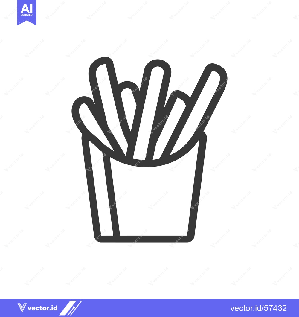 Premium Vector of Line drawing of french fries in a paper container