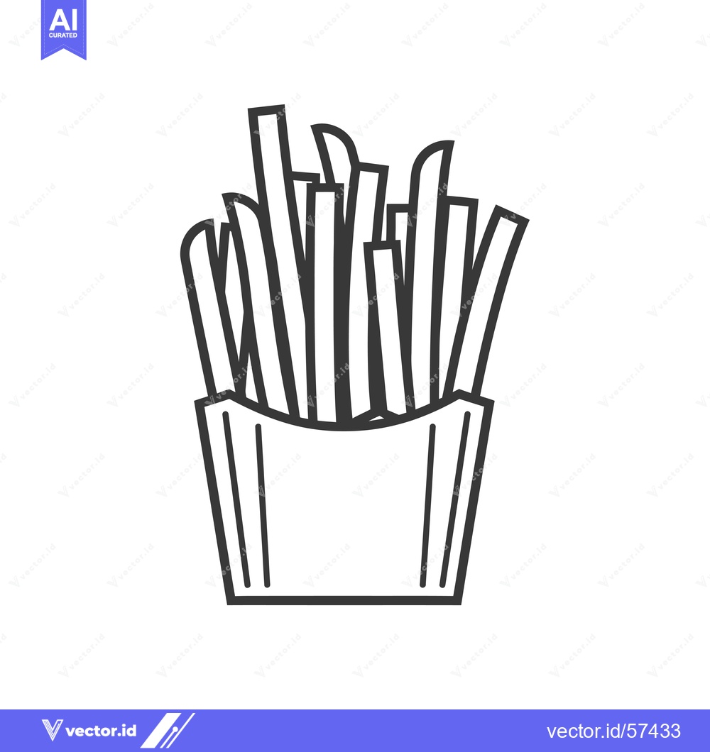 Premium Vector of Line Drawing of French Fries in a Paper Container