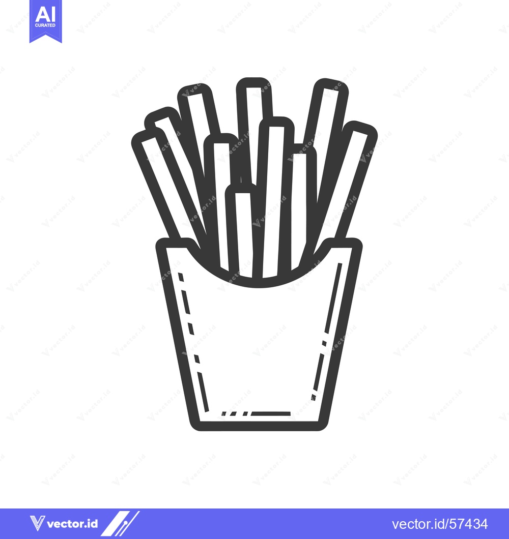 Premium Vector dari Line drawing of french fries in a paper container