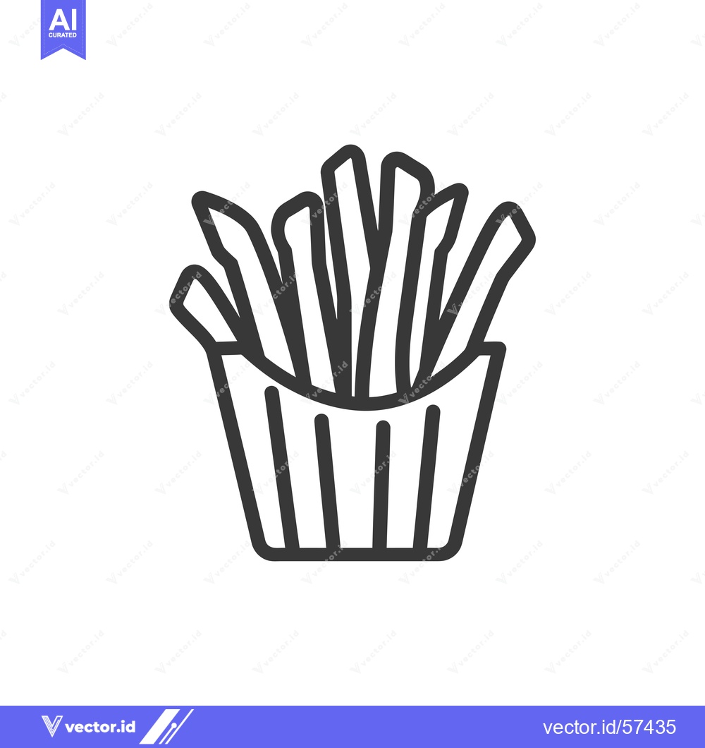 Premium Vector dari Line drawing of french fries in a paper container