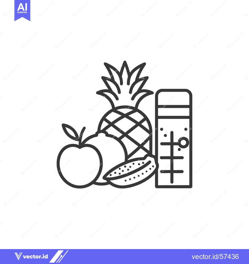 Premium Vector dari Line Drawing of Fruits and a Glass of Water
