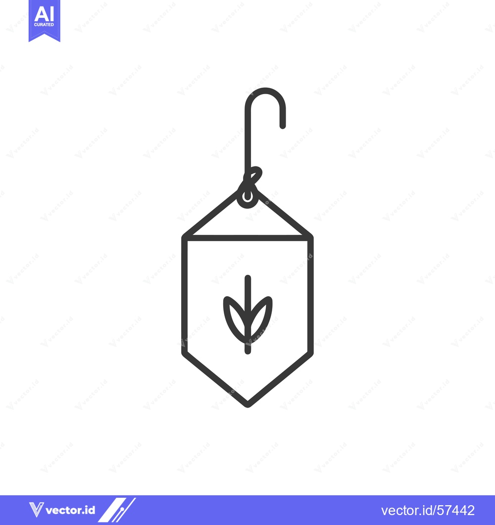 Premium Vector dari Line Drawing of Hanging Tag with Leaf Icon