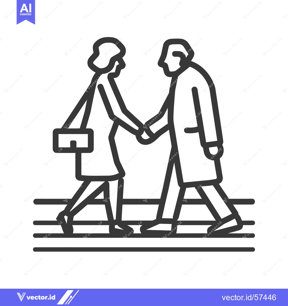 Premium Vector of Line Drawing of Man and Woman Walking Hand-in-Hand