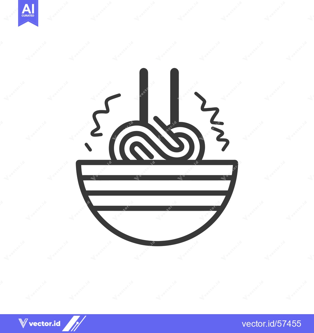 Premium Vector dari Line Drawing of Noodles in a Bowl with Chopsticks
