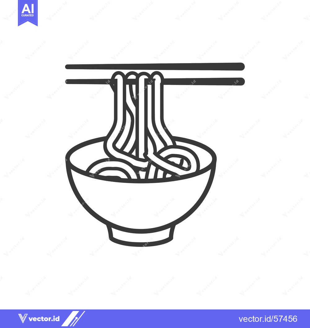 Premium Vector dari Line Drawing of Noodles in a Bowl with Chopsticks