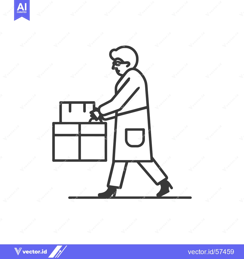 Premium Vector dari Line Drawing of Person Carrying Boxes