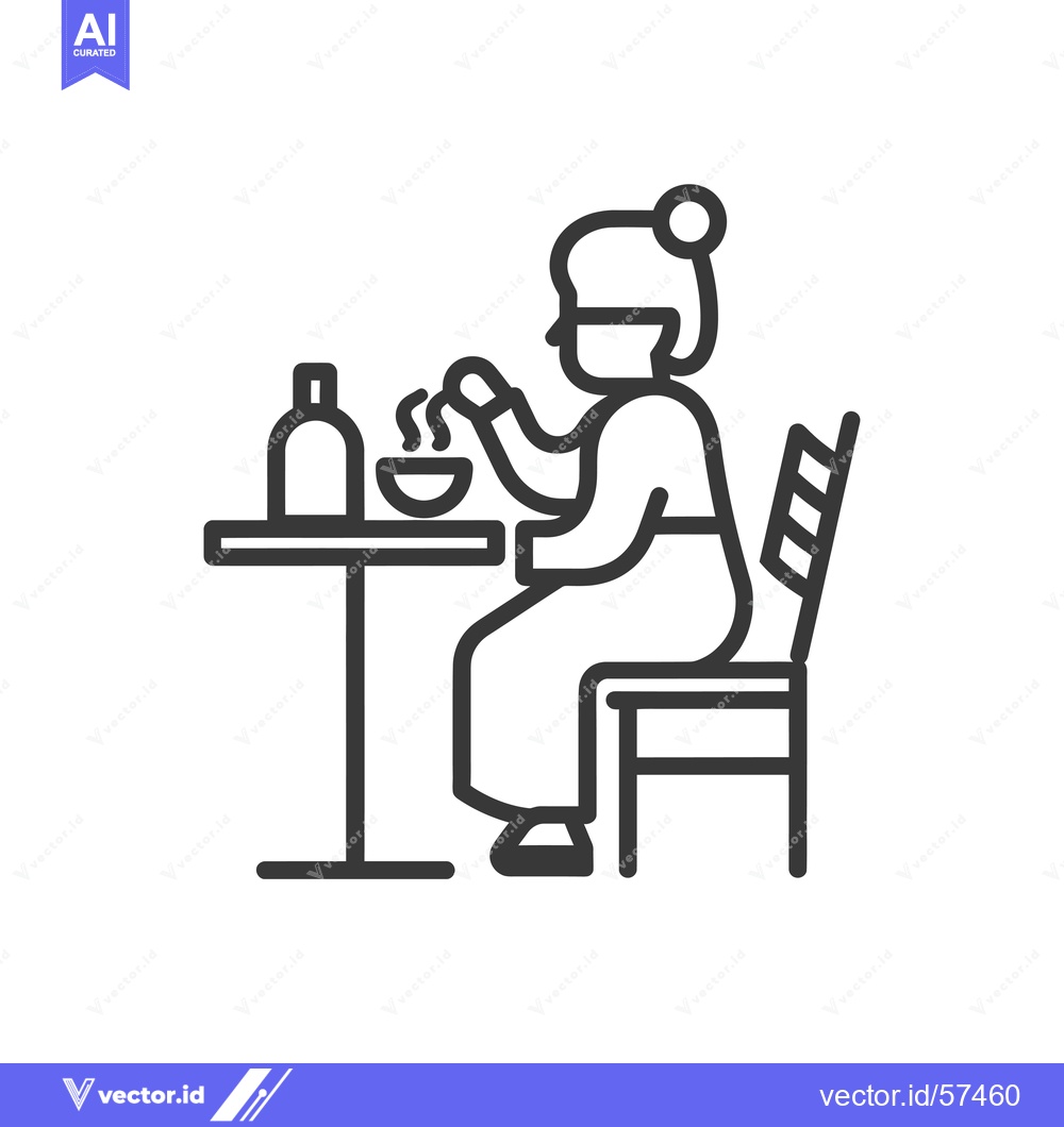 Premium Vector dari Line Drawing of Person Eating at a Table