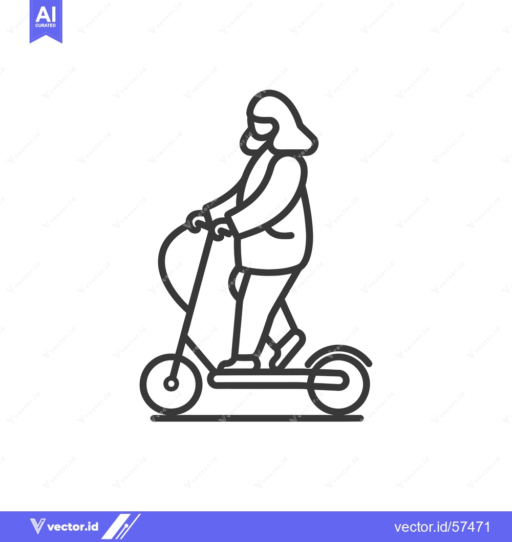 Premium Vector dari Line Drawing of Person Riding an Electric Scooter