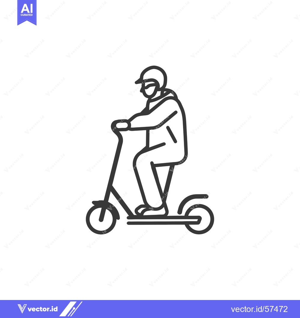 Premium Vector of Line Drawing of Person Riding an Electric Scooter