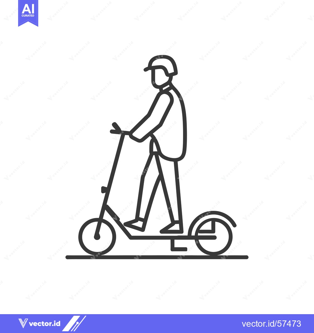 Premium Vector of Line Drawing of Person Riding a Scooter