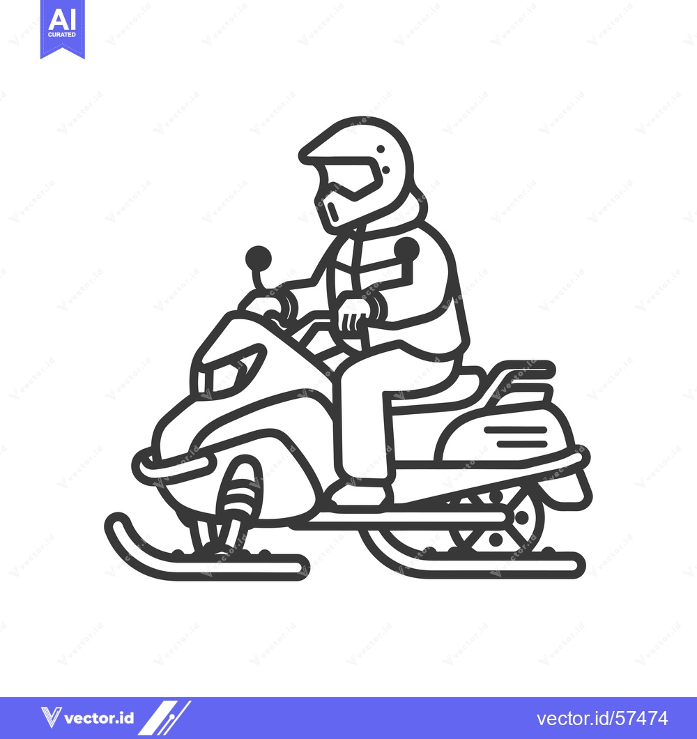 Premium Vector dari Line Drawing of Person Riding a Snowmobile