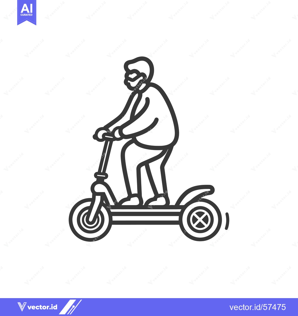 Premium Vector of Line Drawing of Person Riding Electric Scooter