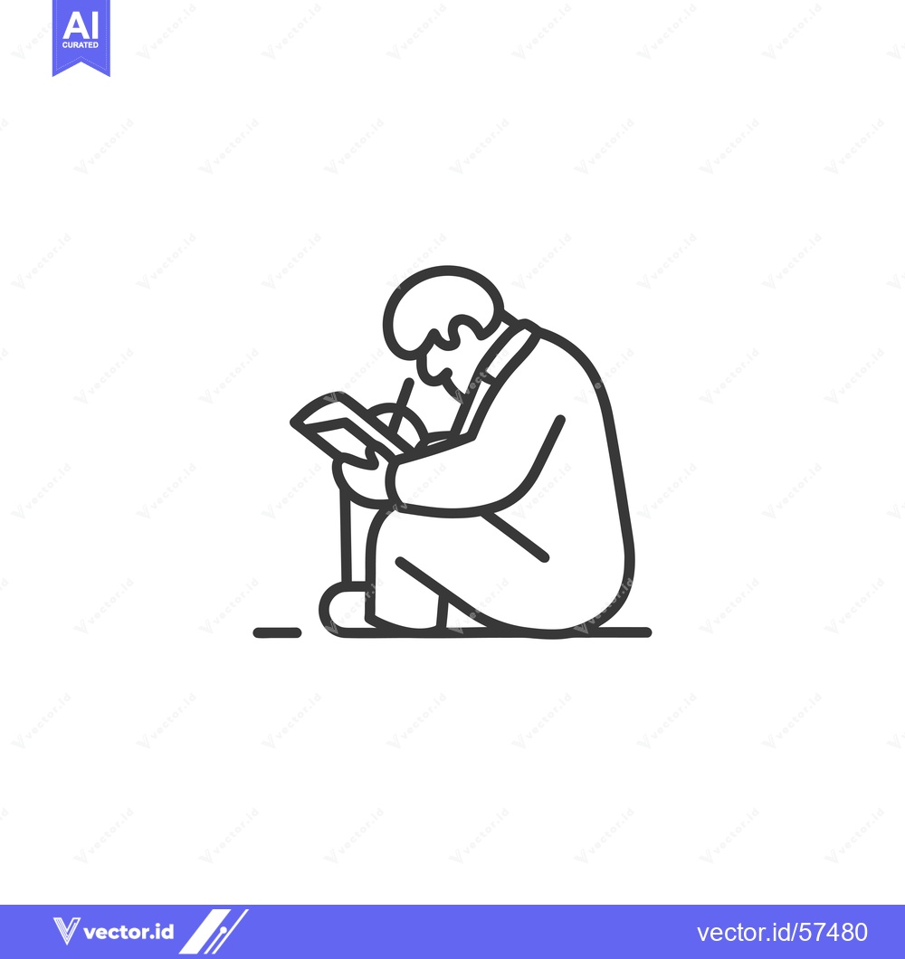 Premium Vector of Line Drawing of Person Writing in a Notebook