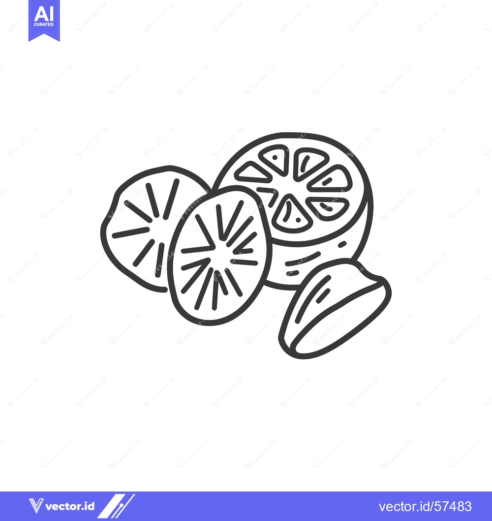 Premium Vector dari Line Drawing of Sliced Citrus Fruit