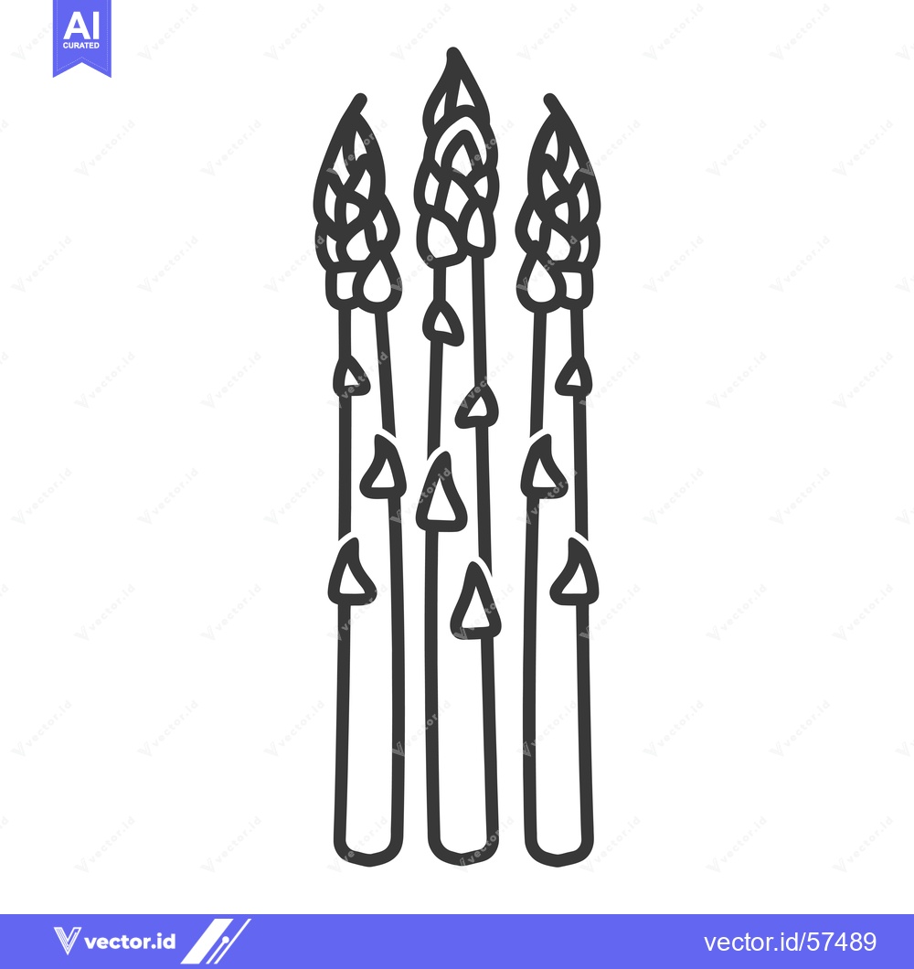 Premium Vector dari Line Drawing of Three Asparagus Spears