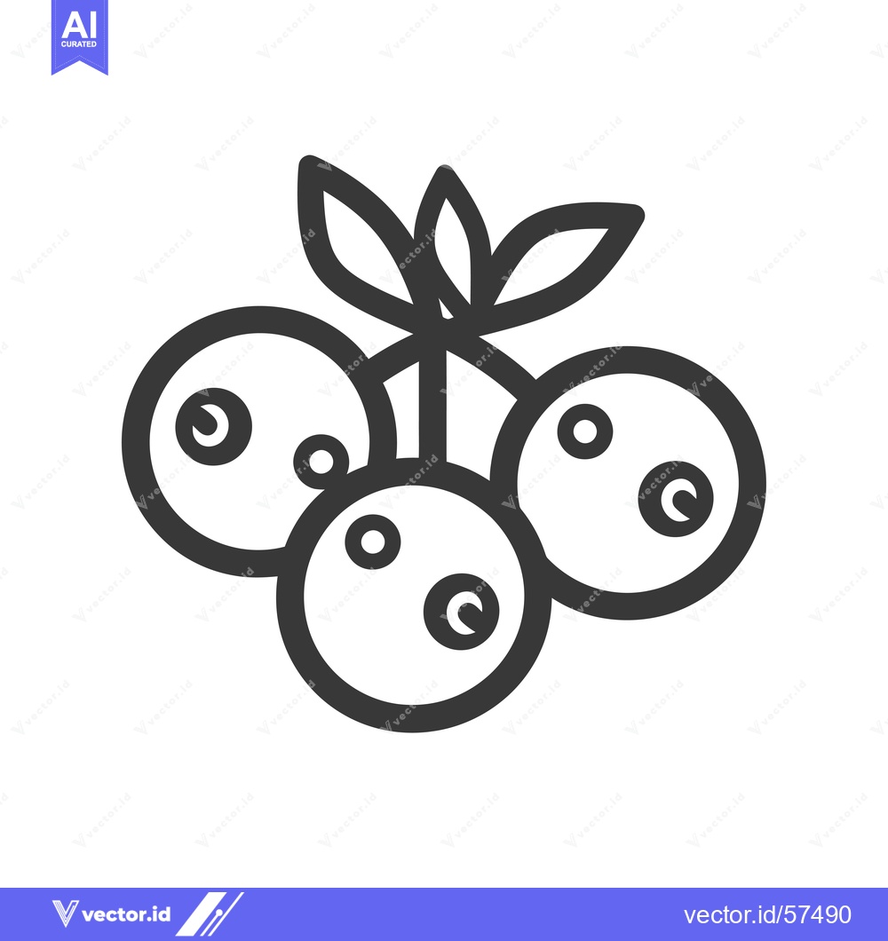 Premium Vector dari Line Drawing of Three Berries with a Stem and Leaves