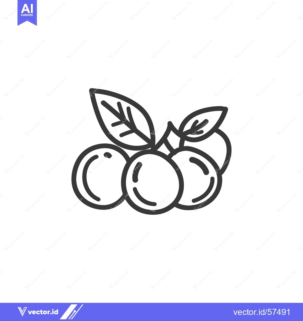 Premium Vector of Line Drawing of Three Berries with Leaves