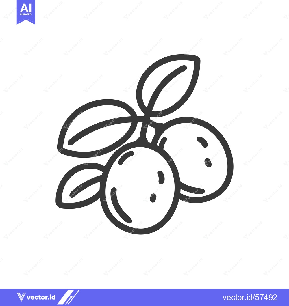 Premium Vector dari Line drawing of three berries with leaves