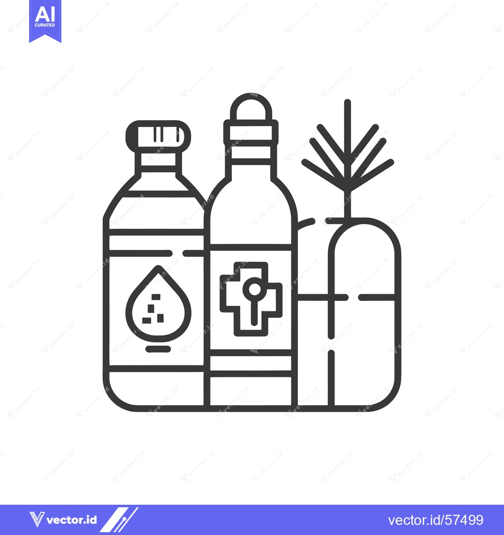 Premium Vector dari Line Drawing of Three Bottles with Different Labels