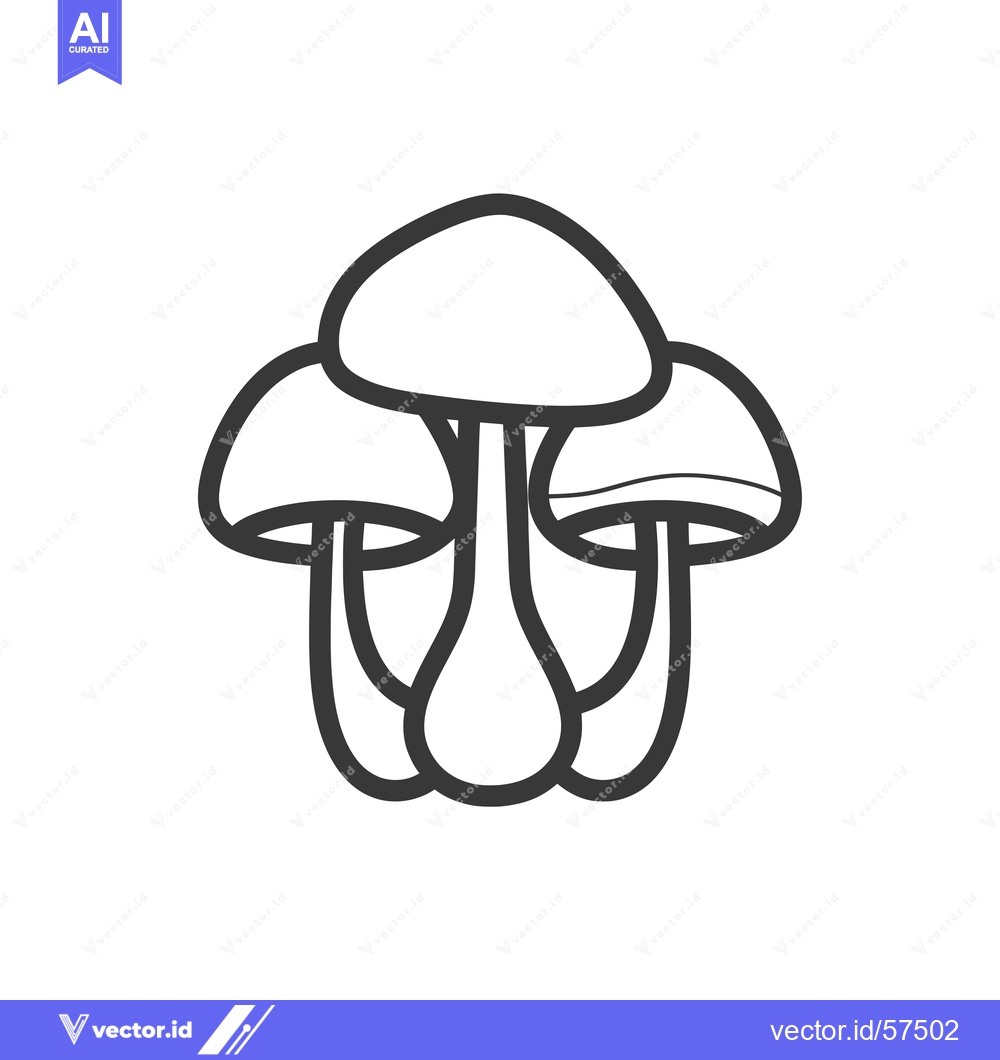 Premium Vector dari Line Drawing of Three Connected Mushrooms