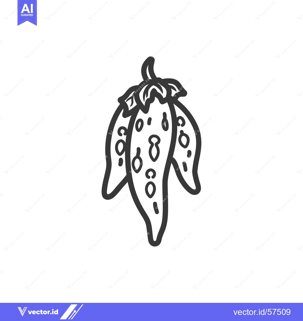 Premium Vector dari Line Drawing of Three Green Chili Peppers