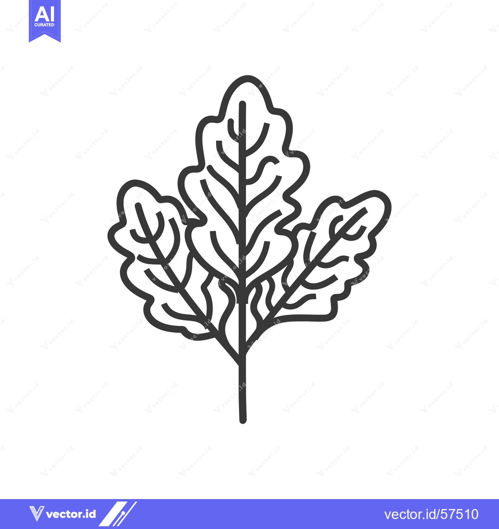 Premium Vector of Line Drawing of Three Green Leaves with a Stem