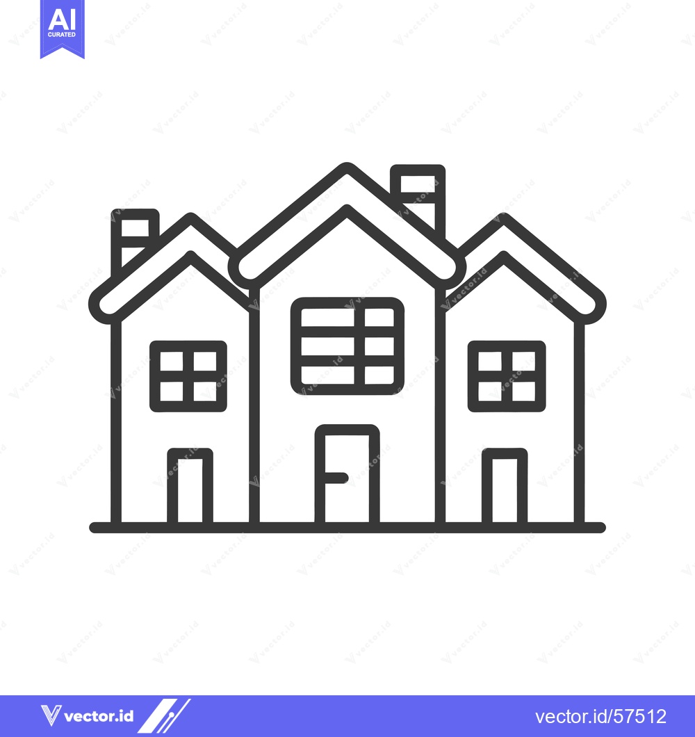 Premium Vector of Line Drawing of Three Houses with Chimneys