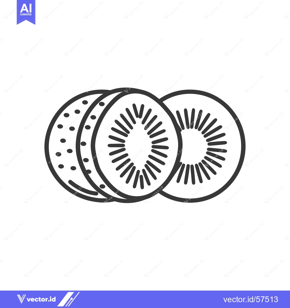 Premium Vector of Line Drawing of Three Kiwi Fruit Slices
