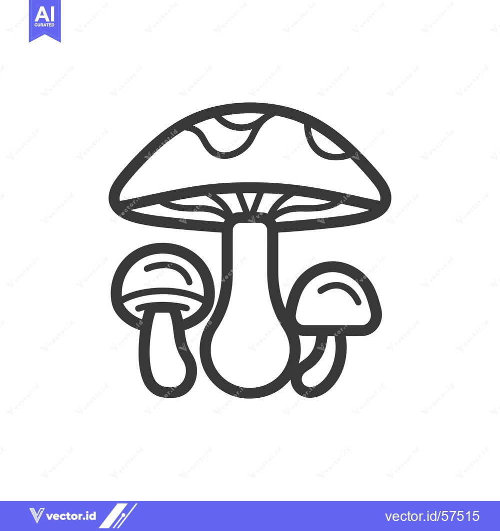 Premium Vector dari Line Drawing of Three Mushrooms with a Large Cap