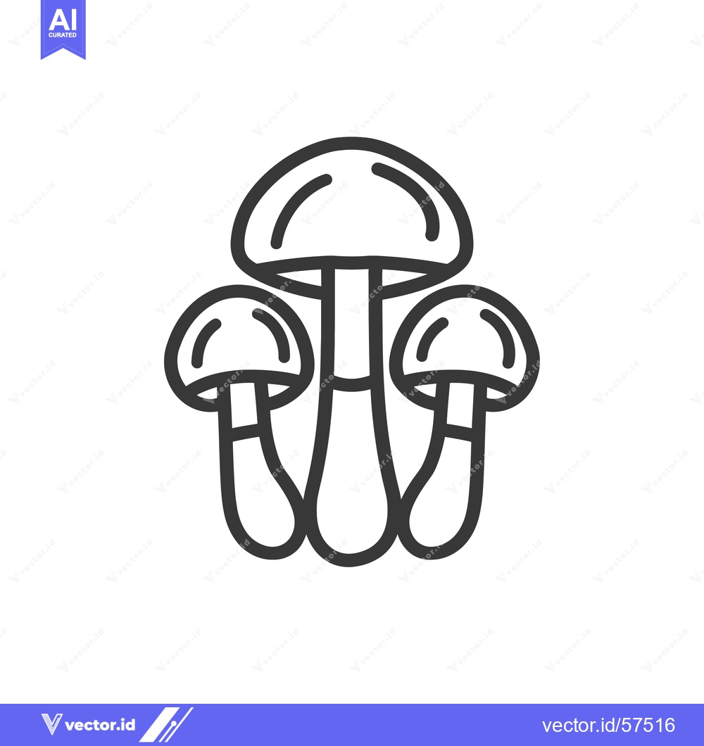 Premium Vector of Line drawing of three mushrooms with rounded caps