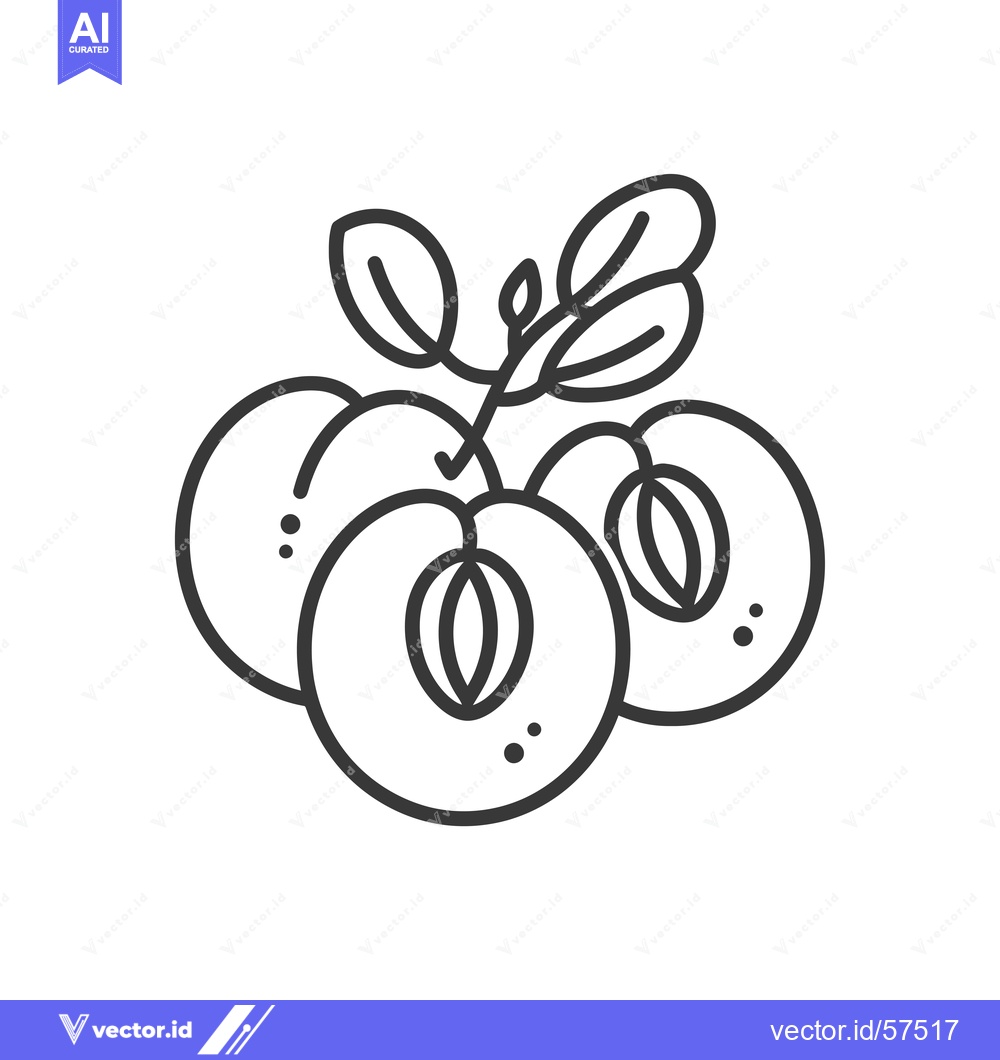 Premium Vector dari Line drawing of three peaches with leaves