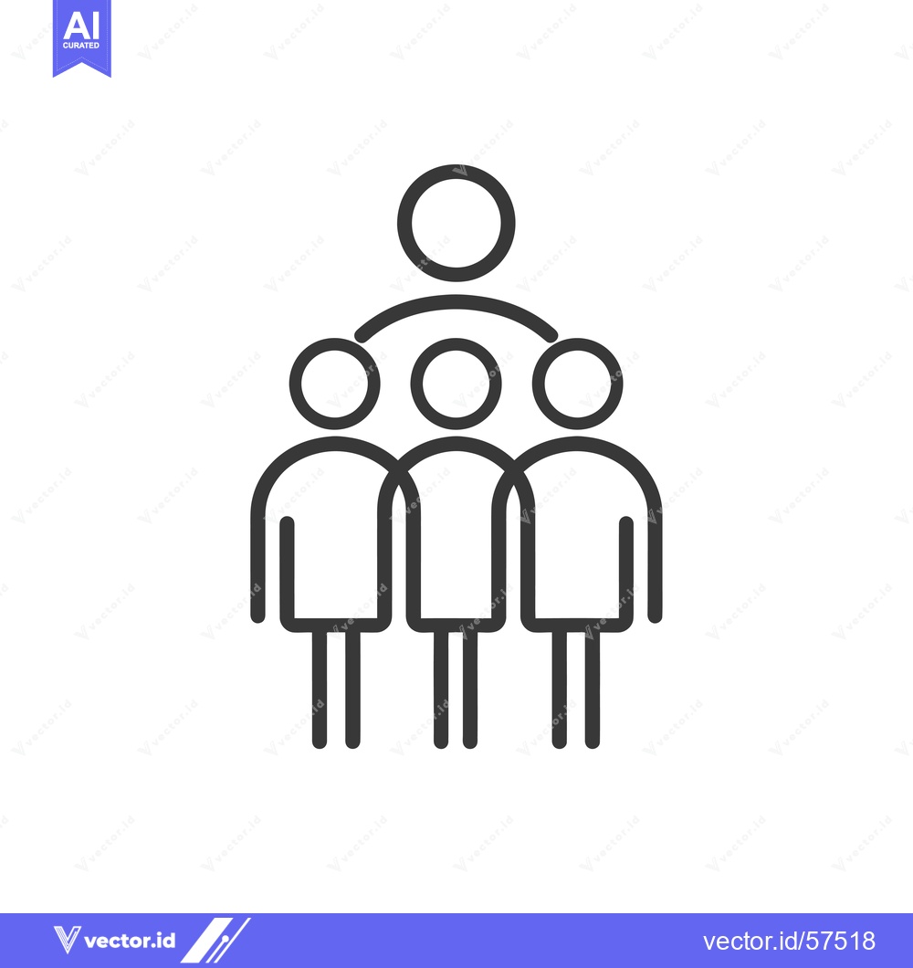 Premium Vector dari Line drawing of three people connected by an arc to a circle above the