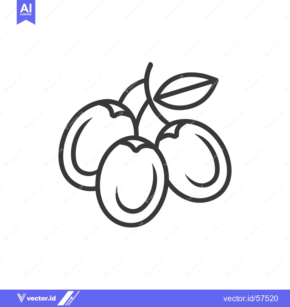 Premium Vector dari Line Drawing of Three Plums with a Leaf