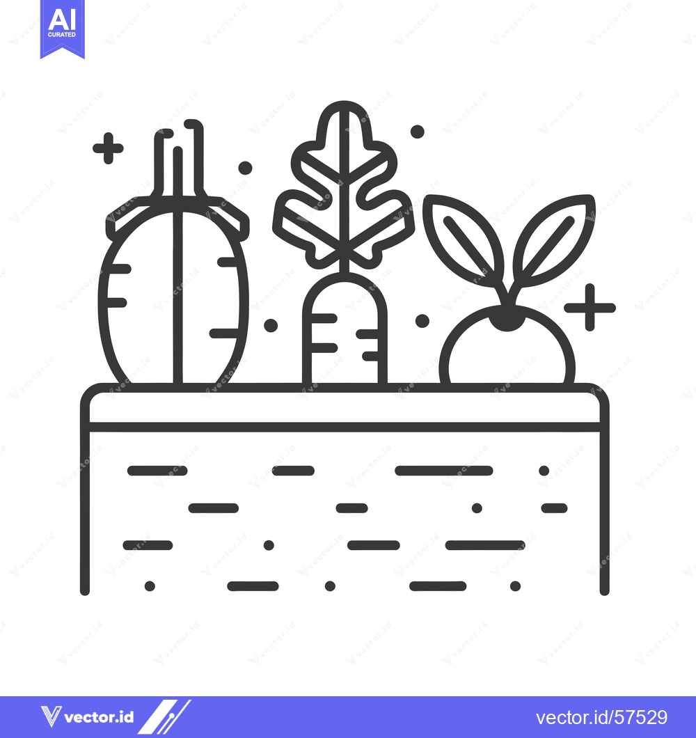 Premium Vector dari Line drawing of three vegetables growing from the ground