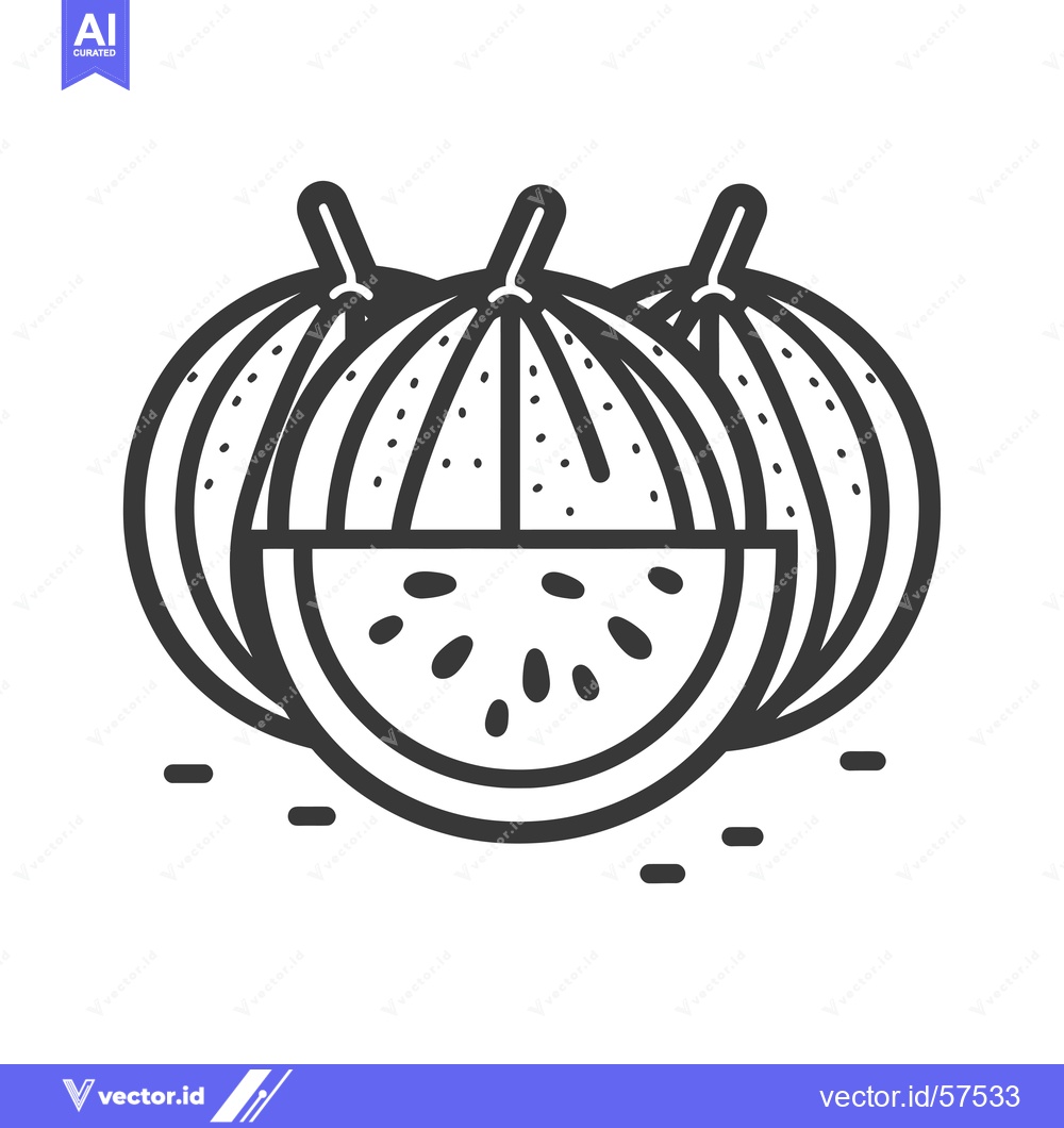 Premium Vector dari Line drawing of three whole watermelons and one slice