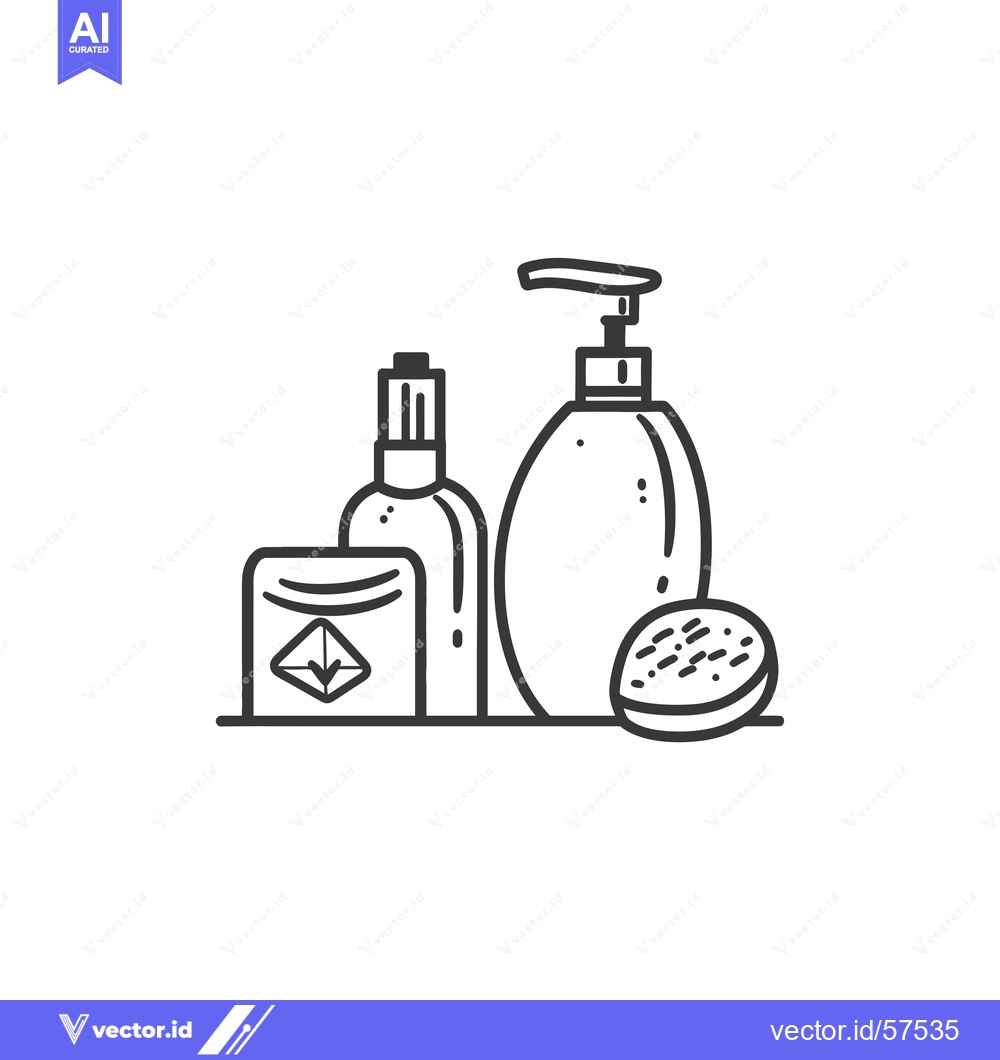 Premium Vector of Line Drawing of Toiletries and a Scrubber