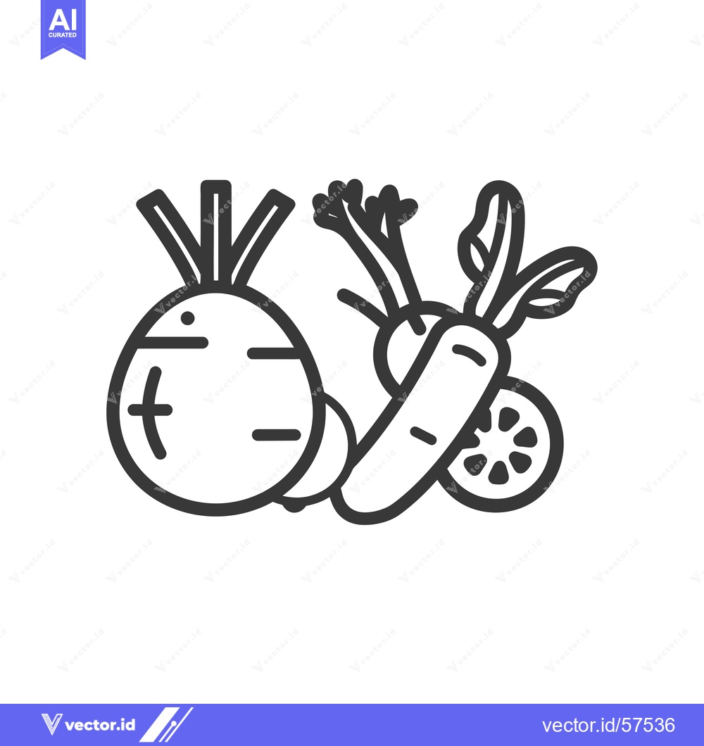 Premium Vector dari Line Drawing of Turnip, Carrot, and Radish