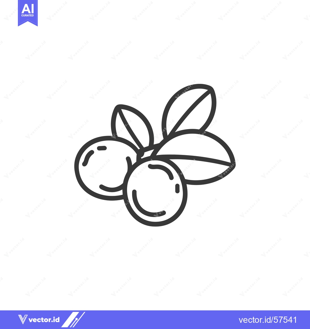 Premium Vector dari Line Drawing of Two Blueberries with Leaves