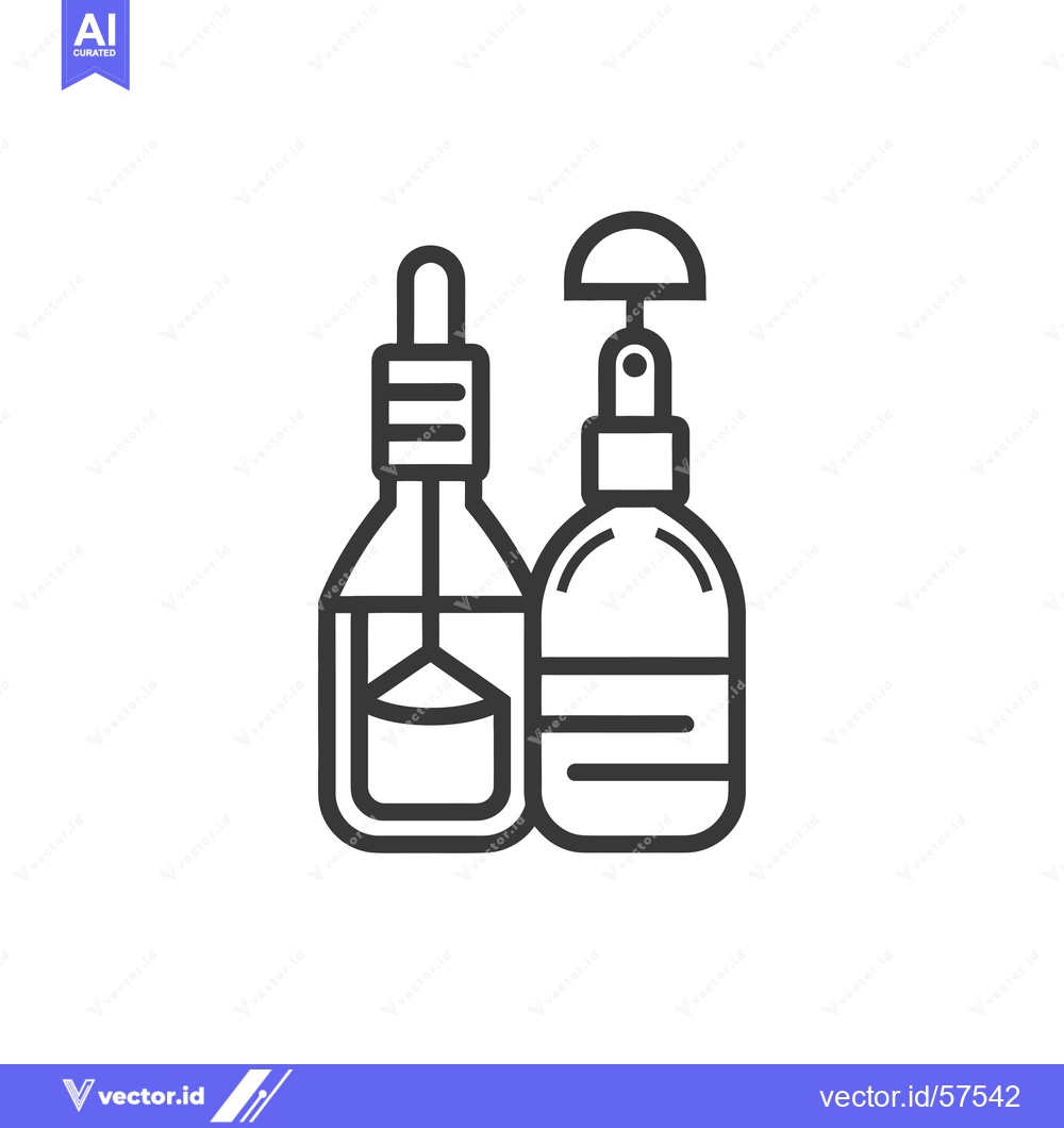 Premium Vector dari Line Drawing of Two Bottles, One with Dropper and One with Sprayer