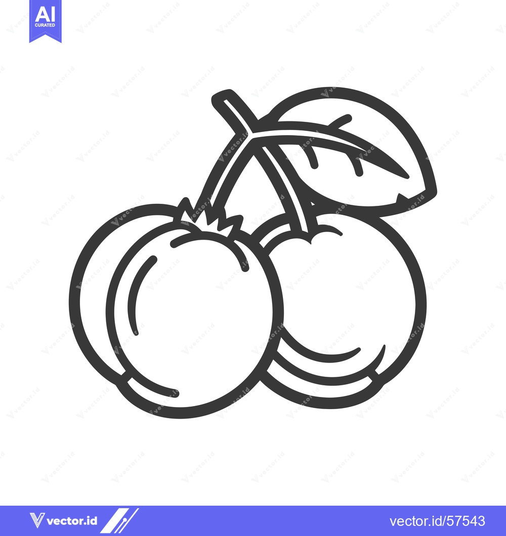 Premium Vector dari Line Drawing of Two Cherries with a Leaf