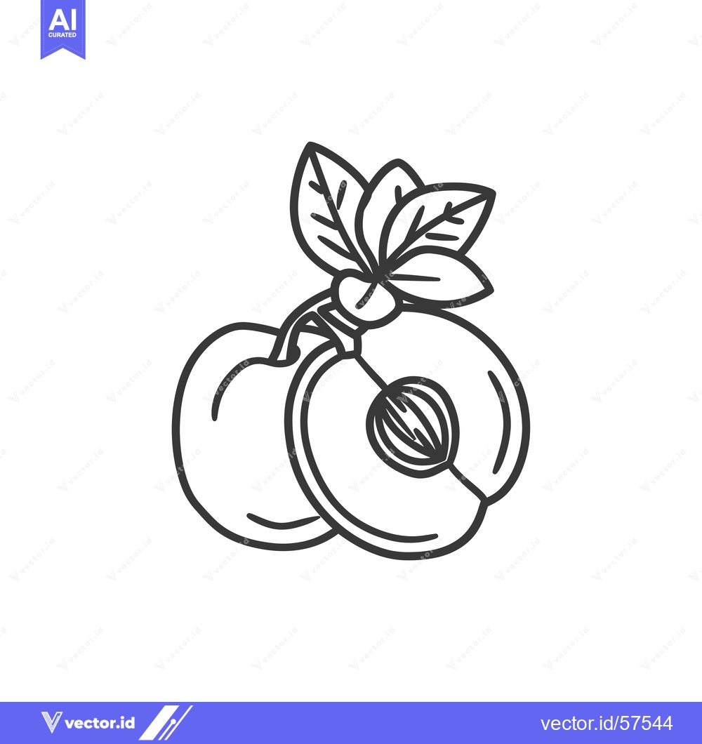 Premium Vector dari Line Drawing of Two Cherries with a Leaf Stem