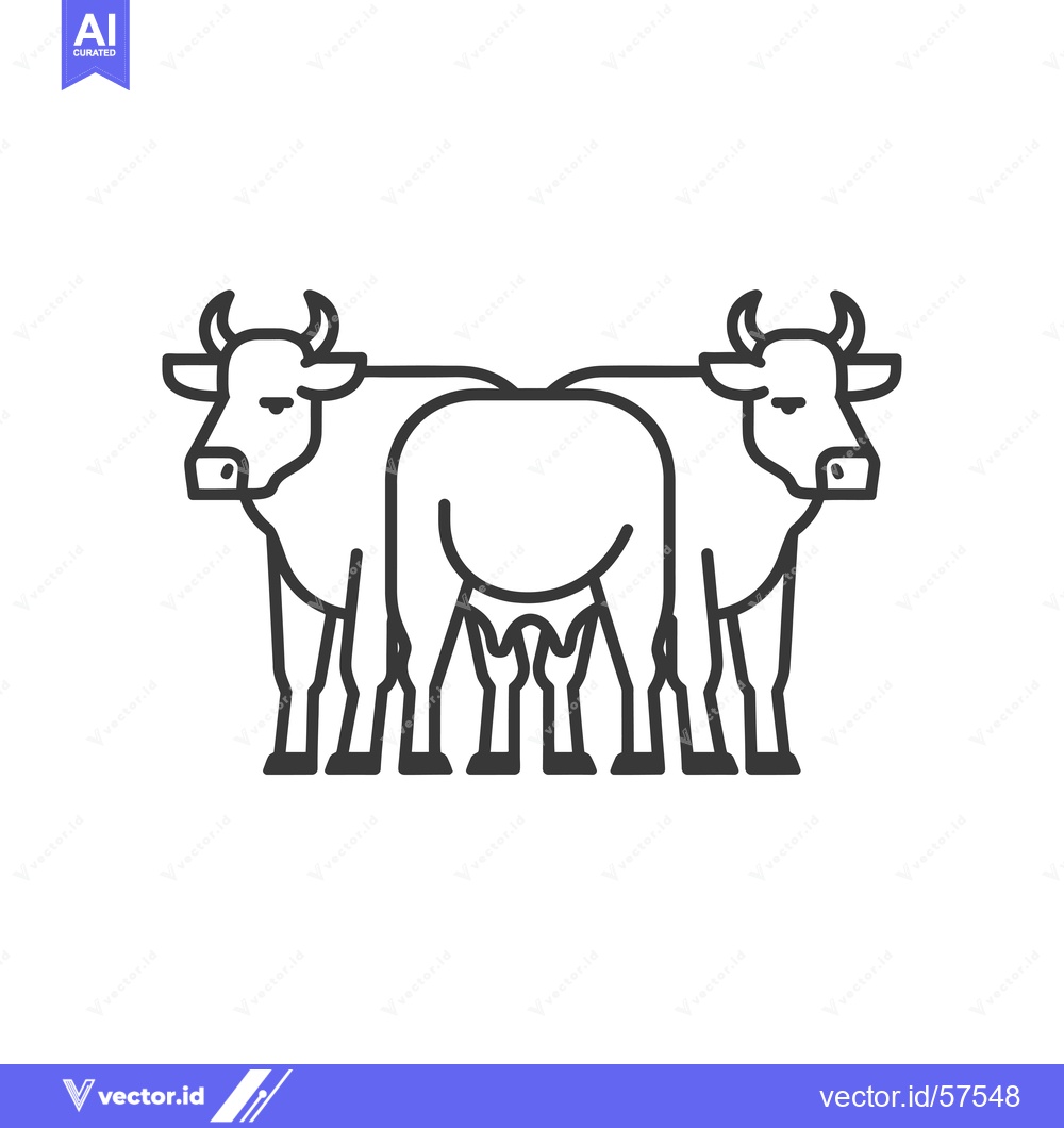 Premium Vector of Line drawing of two cows standing side by side