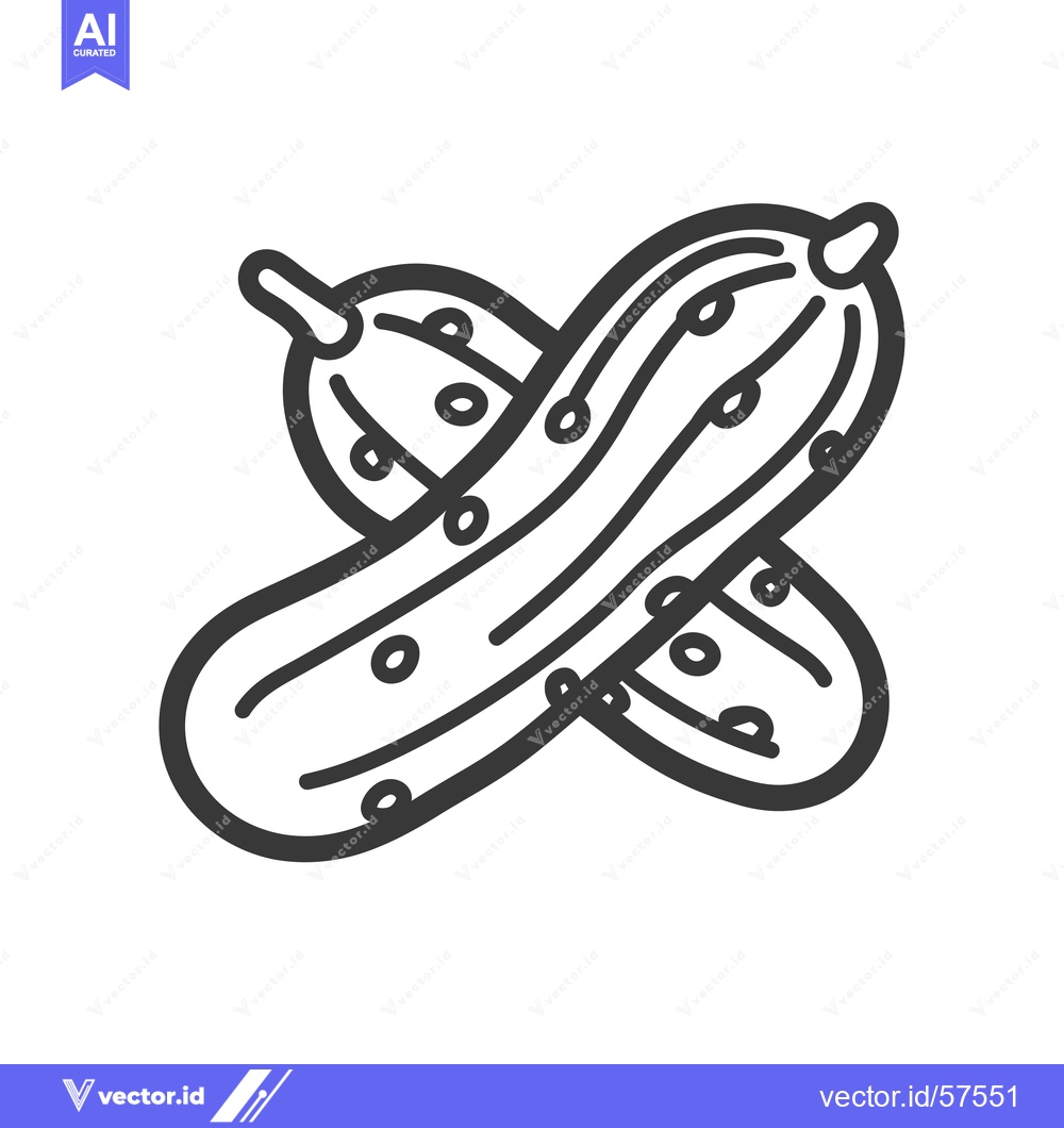 Premium Vector dari Line Drawing of Two Crossed Pickled Cucumbers