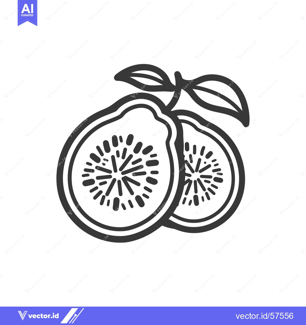 Premium Vector dari Line Drawing of Two Figs with Leaves