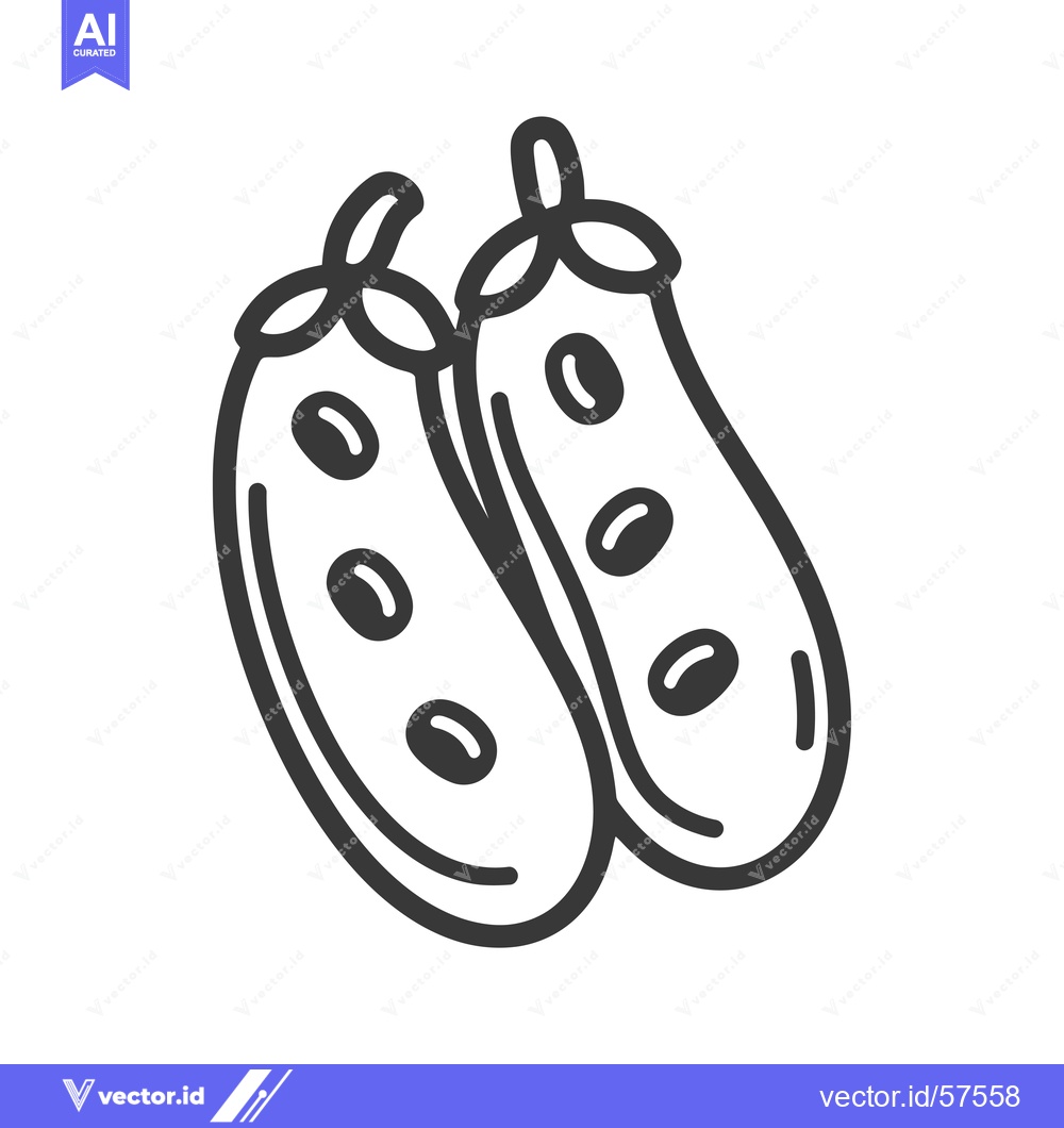 Premium Vector dari Line Drawing of Two Green Beans with Seeds