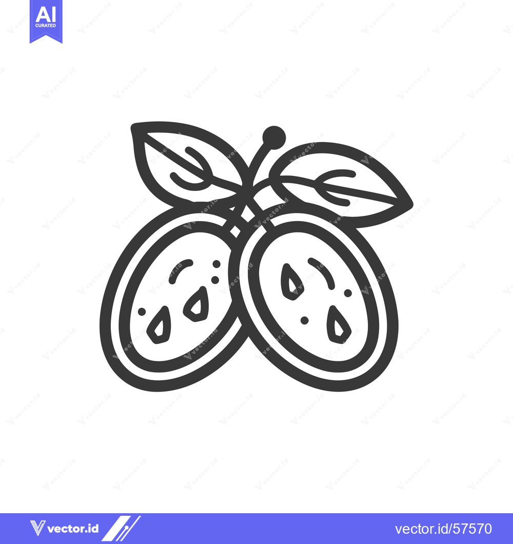Premium Vector dari Line Drawing of Two Passion Fruits with Stem and Leaves